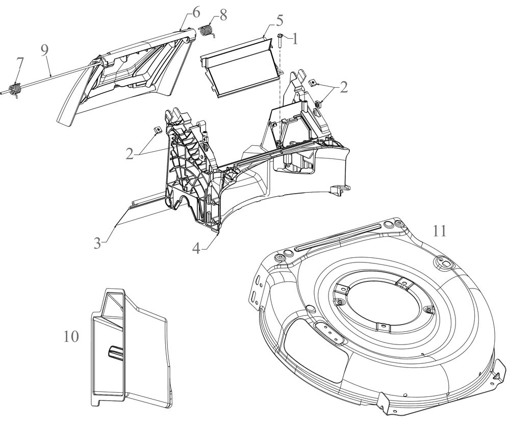 Deck 1 Diagram and Parts List for SC500 (12AVP2C)(2022) Cub Cadet Lawn Mower